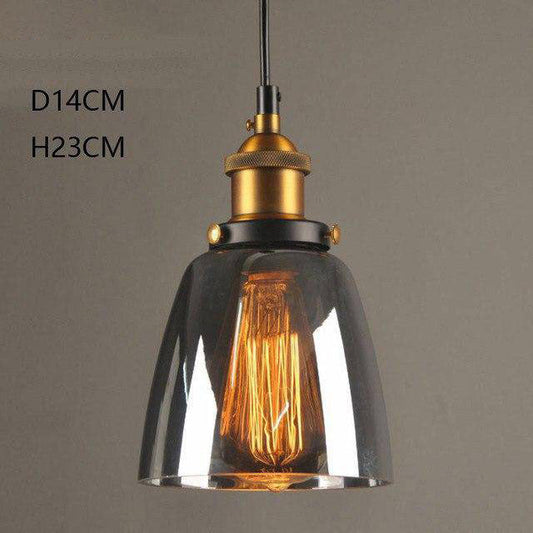 Suspension Vintage en Verre Fumé - Élégance Industrielle-1
