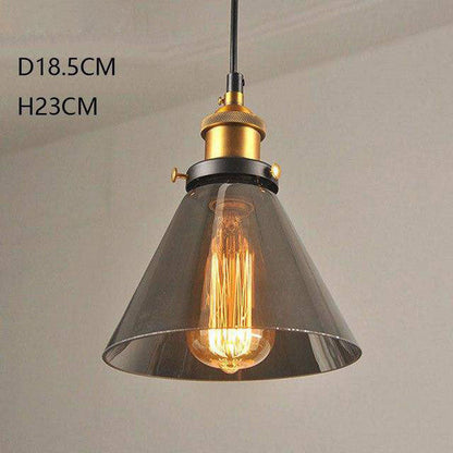 Variant image for Suspension Vintage en Verre Fumé - Élégance Industrielle-2