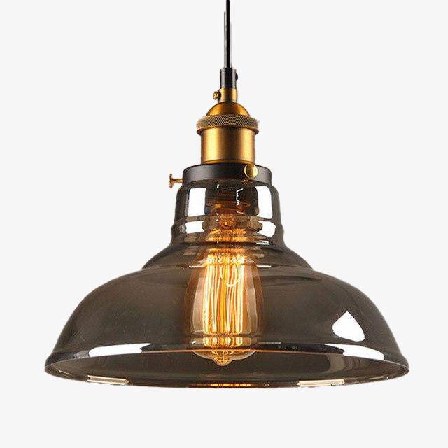 Suspension Vintage en Verre Fumé - Élégance Industrielle-2