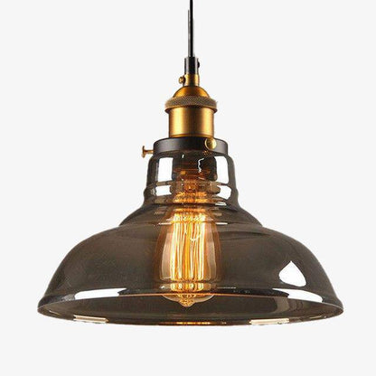 Suspension Vintage en Verre Fumé - Élégance Industrielle-2
