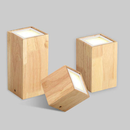 Plafonnier Cube en Bois LED - Élégance Naturelle pour Salon et Chambre-4