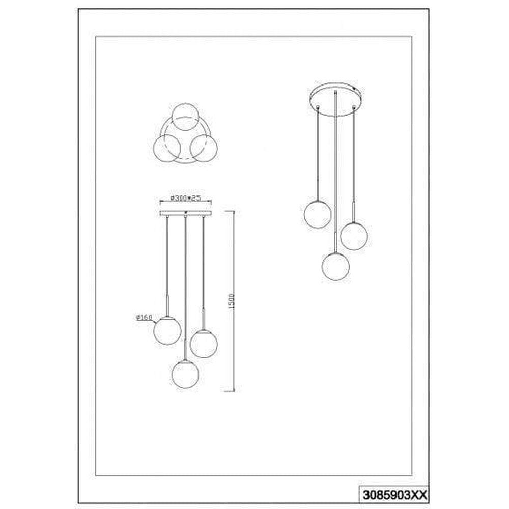 Suspension 3 Lampes Design
