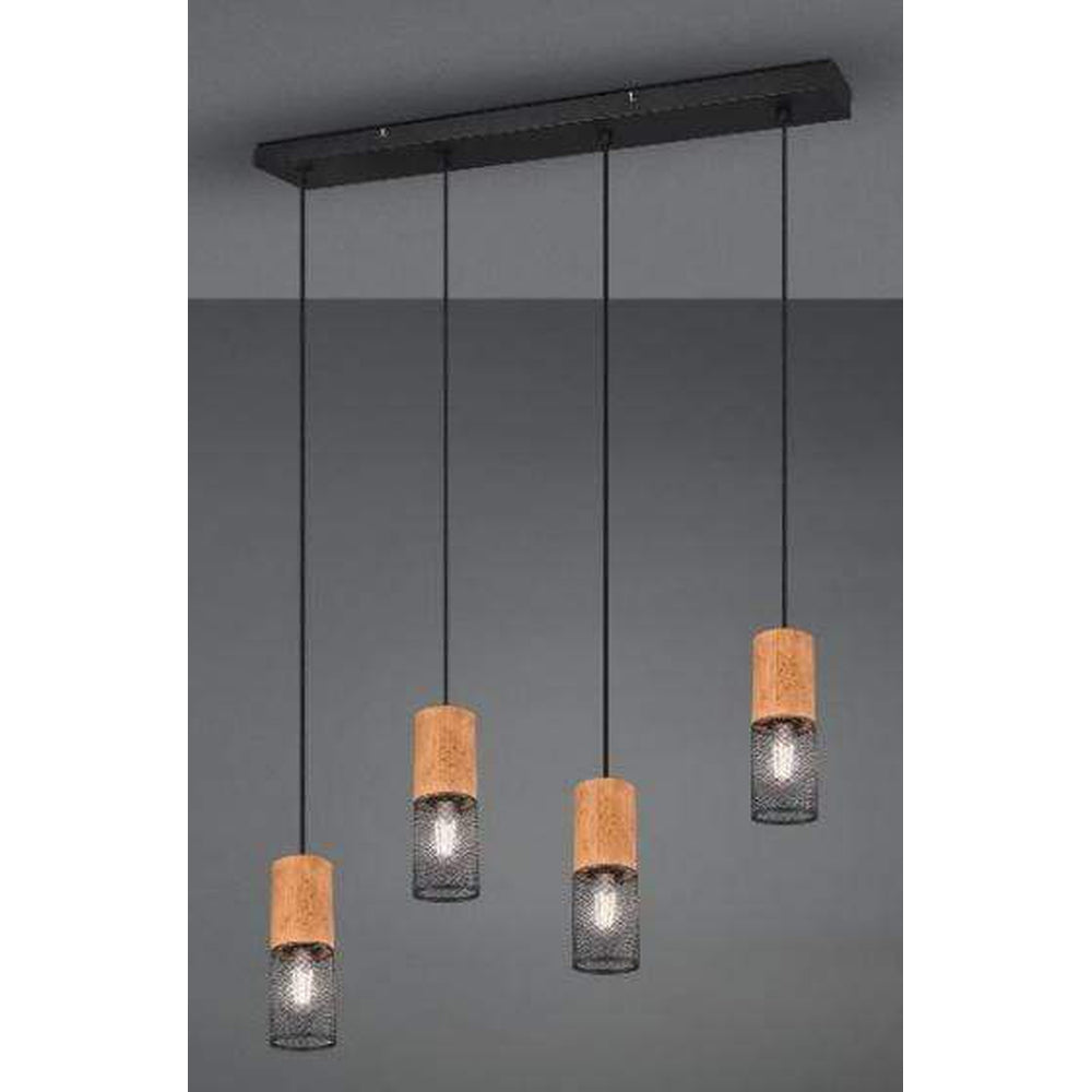 Suspensions lampes pour table a manger - Finition bois et noir