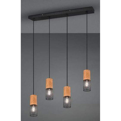 Suspensions lampes pour table a manger - Finition bois et noir