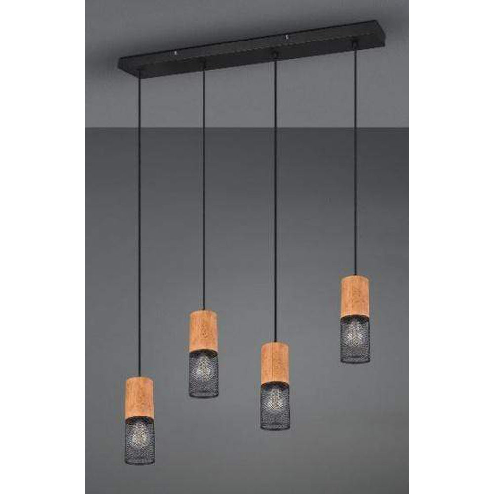 Suspensions lampes pour table a manger - Finition bois et noir