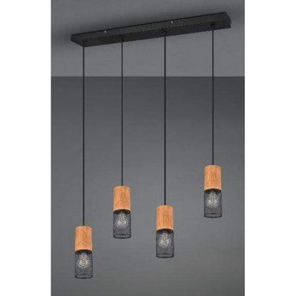 Suspensions lampes pour table a manger - Finition bois et noir