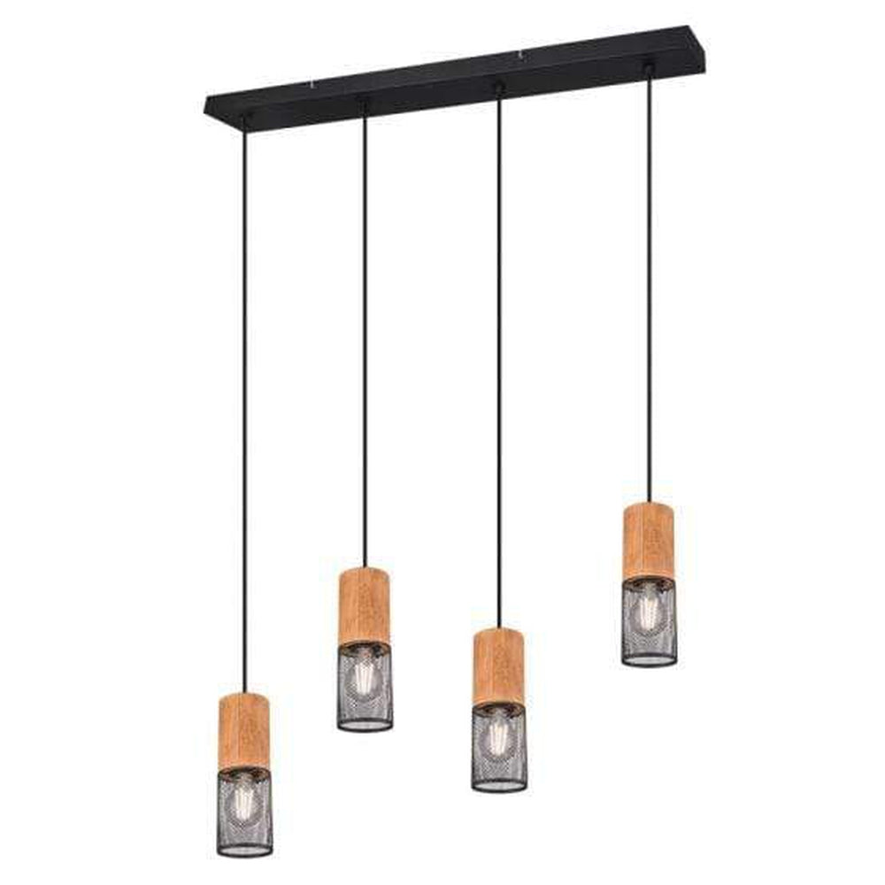 Suspensions lampes pour table a manger - Finition bois et noir