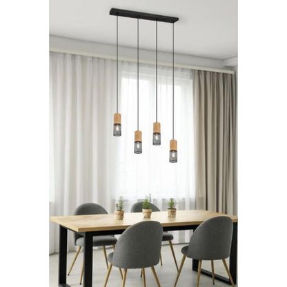 Suspensions lampes pour table a manger - Finition bois et noir