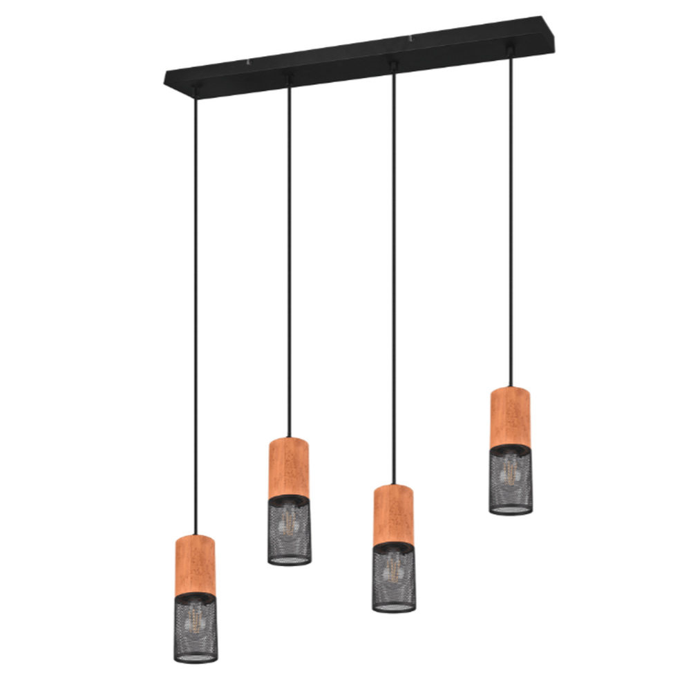Suspensions lampes pour table a manger - Finition bois et noir