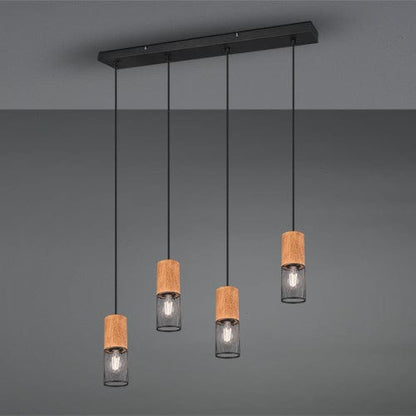 Suspensions lampes pour table a manger - Finition bois et noir
