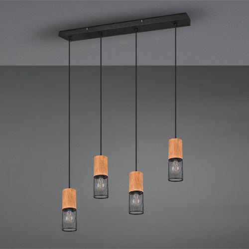 Suspensions lampes pour table a manger - Finition bois et noir
