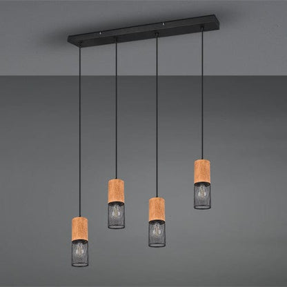 Suspensions lampes pour table a manger - Finition bois et noir