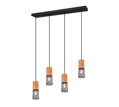 Suspensions lampes pour table a manger - Finition bois et noir