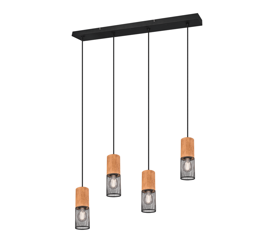 Suspensions lampes pour table a manger - Finition bois et noir