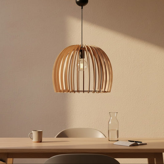 Petite lampe en suspension en bois pour chambre