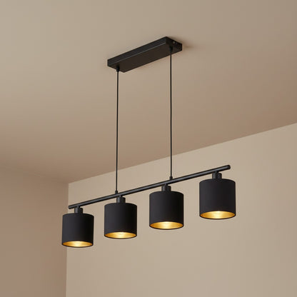 Lustre Long Suspension Tissu Noir
