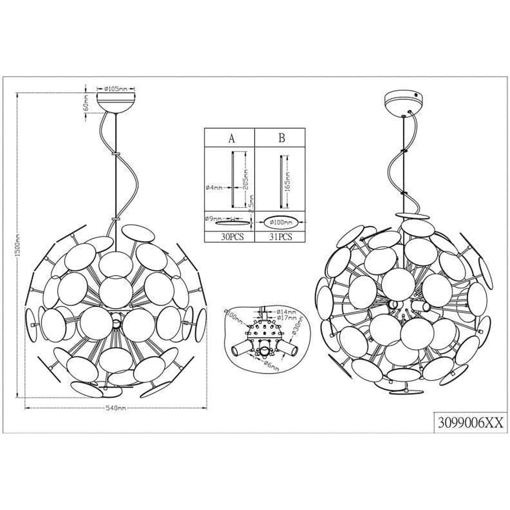 Lustre design noir et doré pour salon