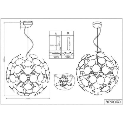 Lustre design noir et doré pour salon
