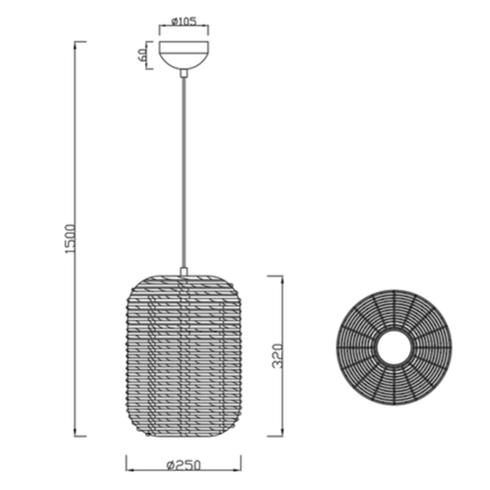 Suspension pour chambre en rotin