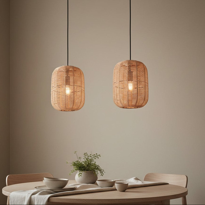 Suspensions en rotin pour salon - style naturel boheme