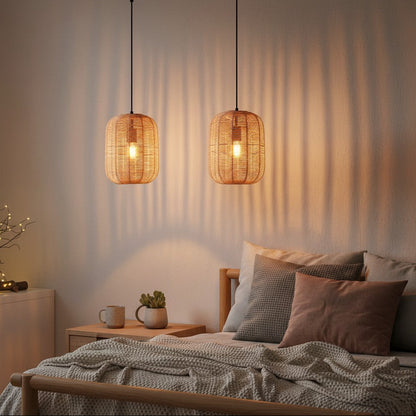 Suspensions en rotin pour salon - style naturel boheme