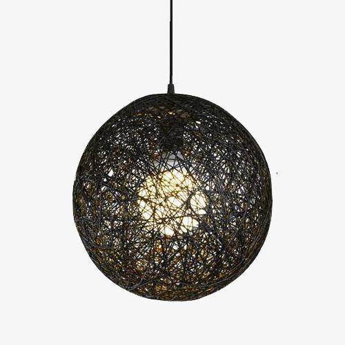 Suspension Boule Wicker - Élégance Colorée-1