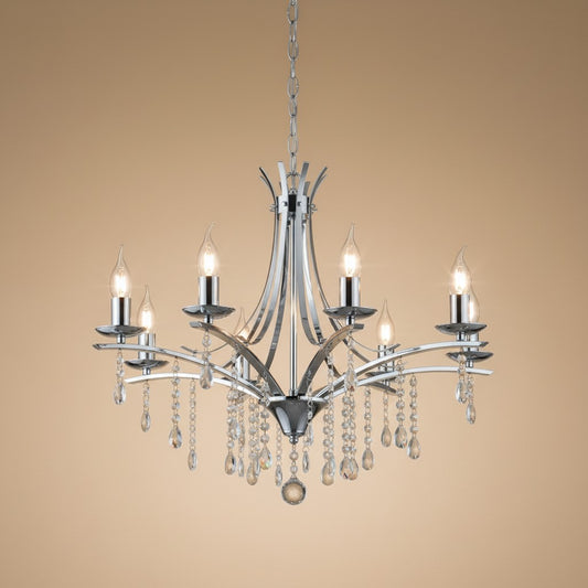Lustre Chandelier Design en Chrome et Cristal
