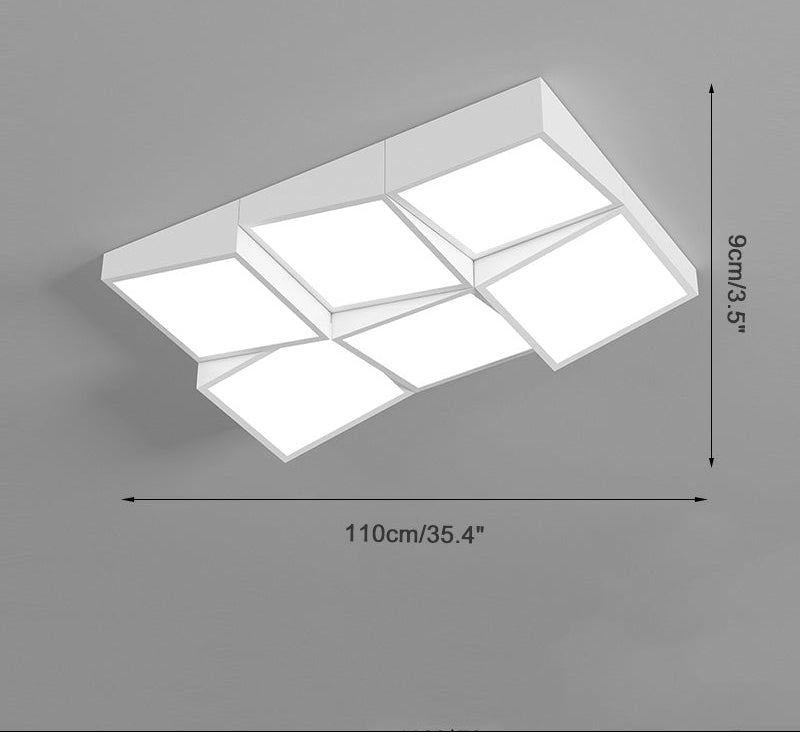 Modern Square or Wavy Ceiling Light in Frosted White