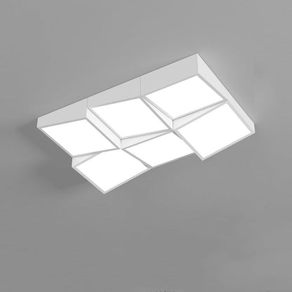 Modern Square or Wavy Ceiling Light in Frosted White