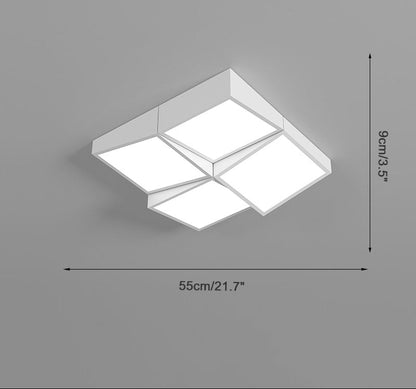 Modern Square or Wavy Ceiling Light in Frosted White