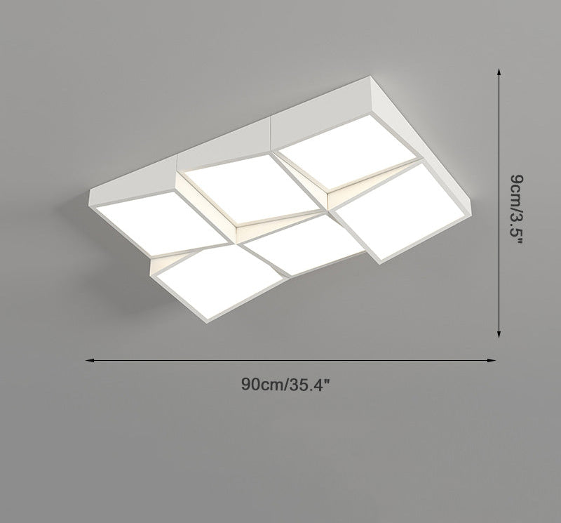 Modern Square or Wavy Ceiling Light in Frosted White